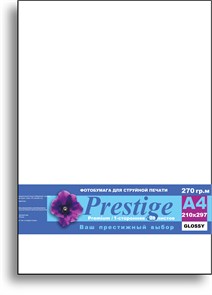 Микропористая фотобумага PRESTIGE PREMIUM Glossy 270 гр/кв.м, A4, 20л. 00058